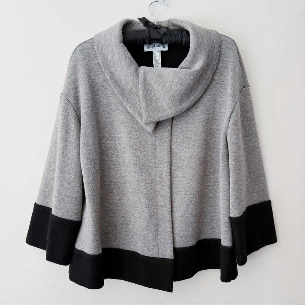 Joseph Ribkoff Gray/Black Jacket Structured Knit Luxury Cardigan | Size 8